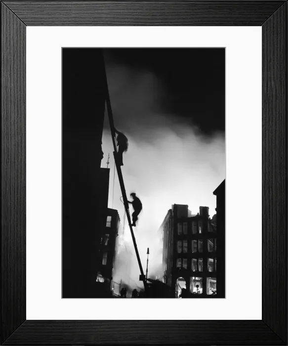 Framed Print : Firemen at work in Shoreditch. 11th January 1941 Framed Print : Firemen at work in Shoreditch. 11th January 1941