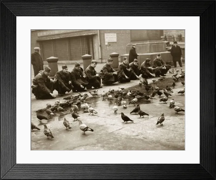 Framed Print : ABWW2 33 American troops feeding pigeons in London England Circa 1943 Framed Print : ABWW2 33 American troops feeding pigeons in London England Circa 1943
