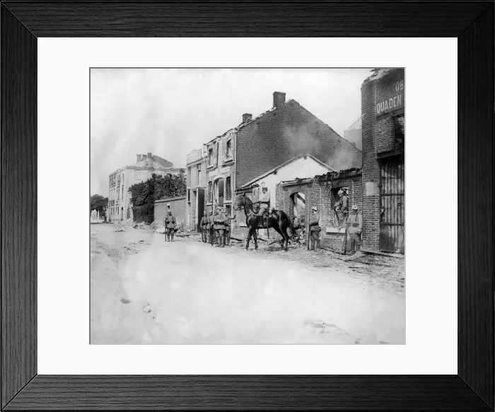Framed Print : World War I German Troops pillaging at Louvain