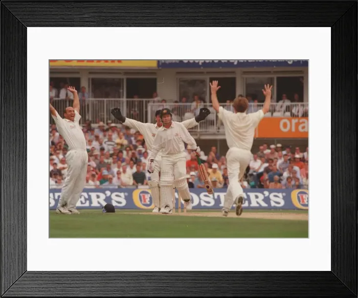 Framed Print : England v Australia cricket Test Match August1988 Phil Tufnell being Framed Print : England v Australia cricket Test Match August1988 Phil Tufnell being