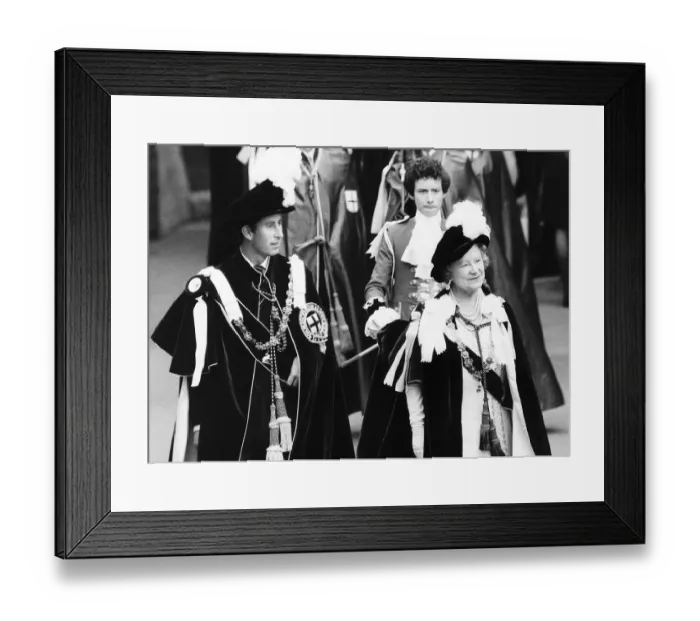 Framed Print : Prince Charles and the Queen mother wearing robes-a suit and a dress October 1978 Framed Print : Prince Charles and the Queen mother wearing robes-a suit and a dress October 1978