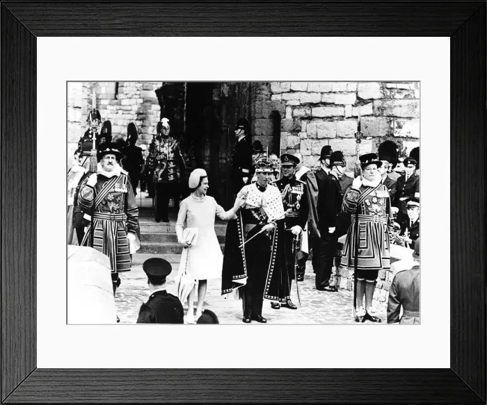 Framed Print : HRH Queen Elizabeth II with her eldest son Prince Charles at his Investiture