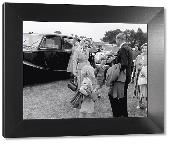 HRH Queen Elizabeth ll June 1955 and the Royal Family watching polo at Great Windsor Park