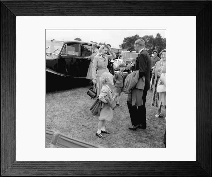 Framed Print : HRH Queen Elizabeth ll June 1955 and the Royal Family watching polo at Great Windsor Park