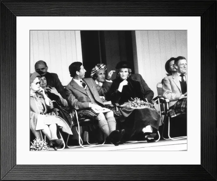 Framed Print : Prince Charles caresses the hair of Princess Diana during the annual Braemar Highland