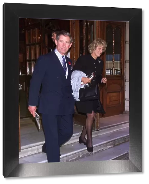 Prince Charles November 1999 and Camilla Parker Bowles leaving the Albery Theatre in