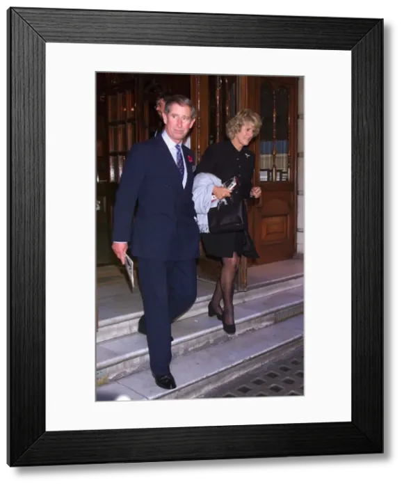 Framed Print : Prince Charles November 1999 and Camilla Parker Bowles leaving the Albery Theatre in Framed Print : Prince Charles November 1999 and Camilla Parker Bowles leaving the Albery Theatre in