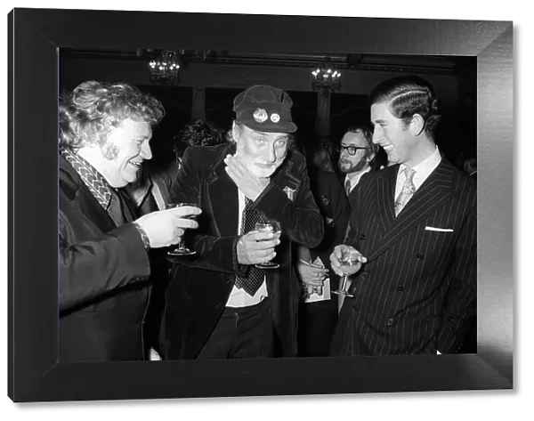 Prince Charles November 1973 has a laugh with Harry Secombe an Spike Milligan at