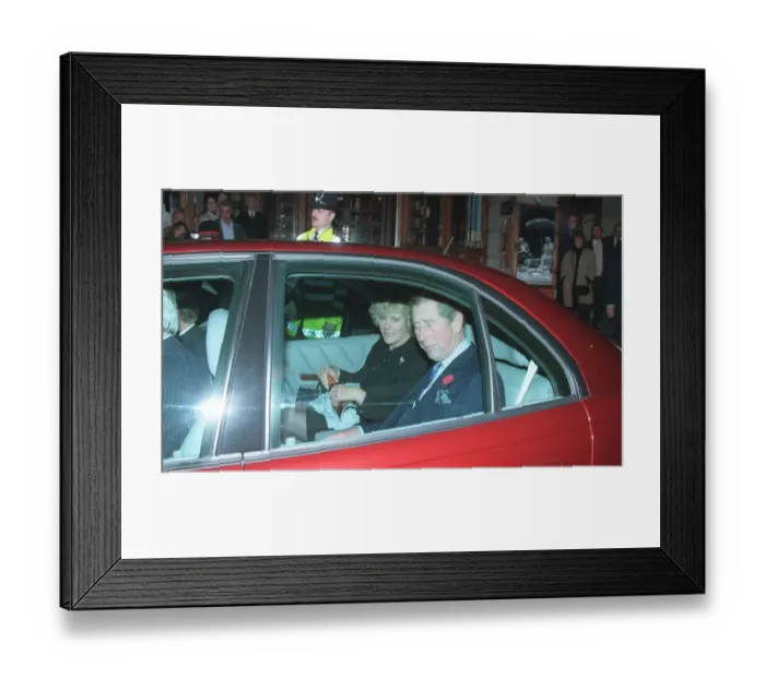 Framed Print : Prince Charles and Camilla Parker Bowles leaving the Albery Theatre in London after Framed Print : Prince Charles and Camilla Parker Bowles leaving the Albery Theatre in London after