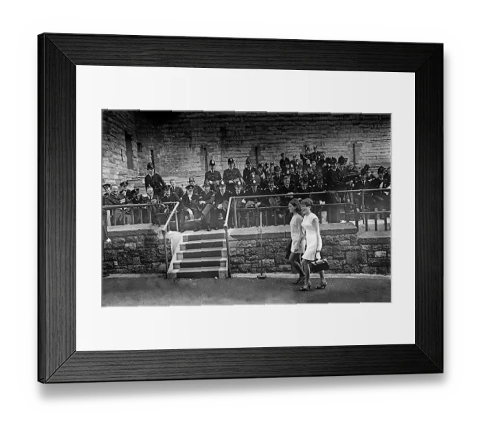 Framed Print : Prince Charles Investiture as Prince of Wales July 1969 Two girls waering dresses