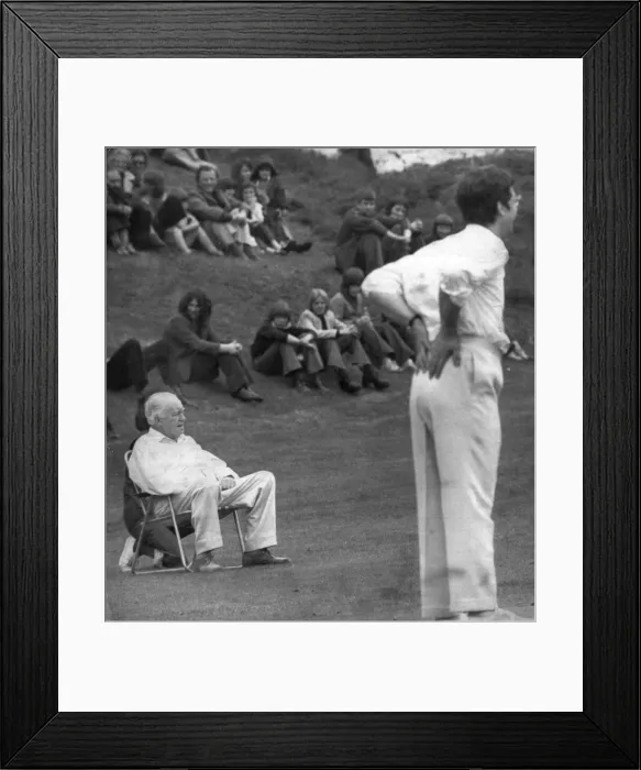 Framed Print : The cast of Dads Army taking part in a charity cricket match at Hayfield in Derbyshire Framed Print : The cast of Dads Army taking part in a charity cricket match at Hayfield in Derbyshire