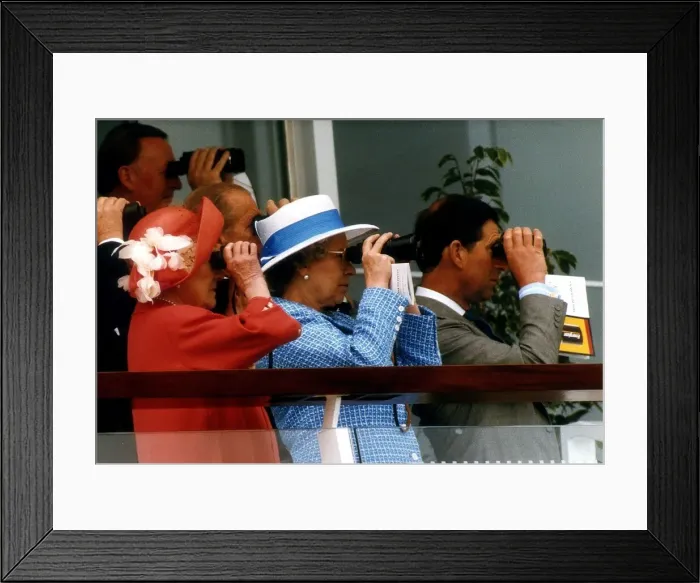 Framed Print : The Queen Mother, Queen Elizabeth, The Duke of Edinburgh & Prince Charles watching Framed Print : The Queen Mother, Queen Elizabeth, The Duke of Edinburgh & Prince Charles watching