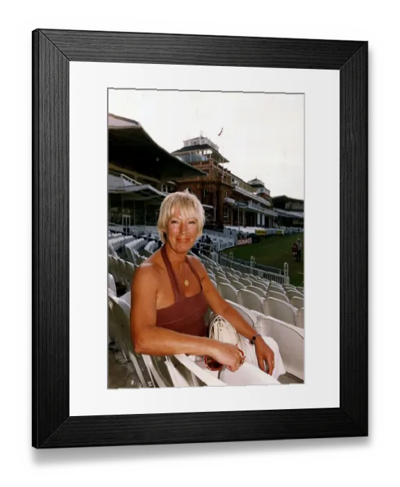 Framed Print : Pat Hughes Cricket Glamorgan Committee Member sitting in cricket ground Dbase