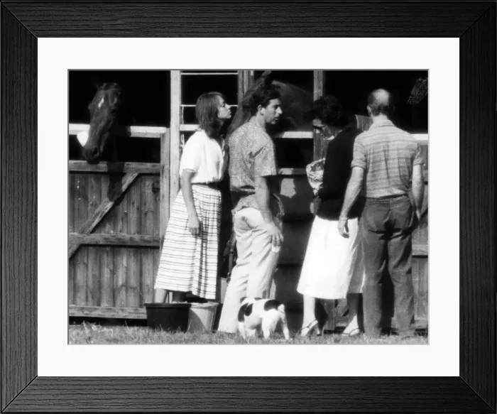 Framed Print : Sabrina Guinness with Prince Charles August 1979 at Midhurst stables