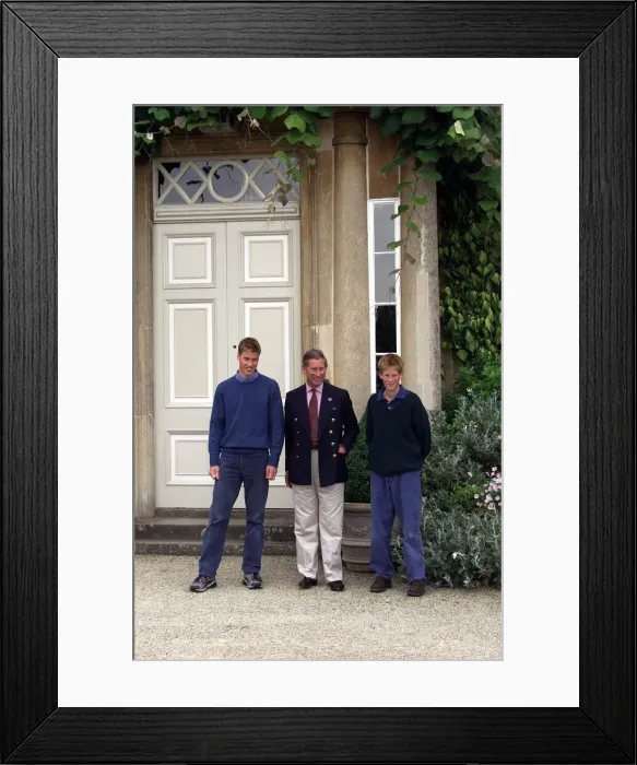 Framed Print : Prince William with Prince Harry and Prince Charles July 1999 Pictured