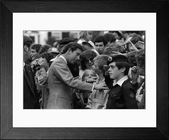 Framed Print : Prince and Princess of Wales in Canada 1983 Prince Charles inspects a young boy Framed Print : Prince and Princess of Wales in Canada 1983 Prince Charles inspects a young boy