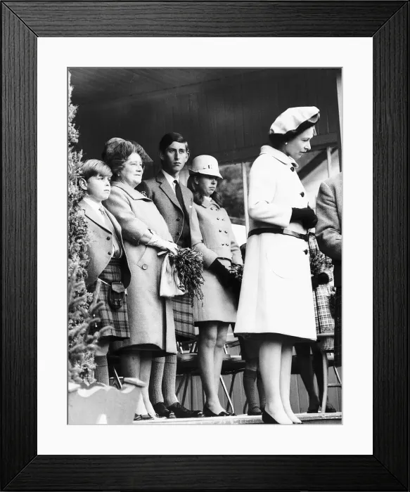 Framed Print : HRH Queen Elizabeth II standing with her children Prince Charles Framed Print : HRH Queen Elizabeth II standing with her children Prince Charles