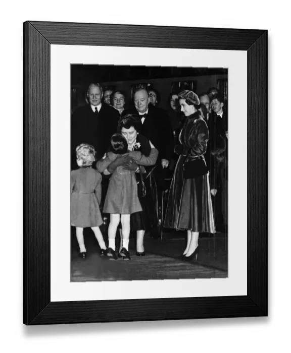 Framed Print : Queen Mother saying goodbye to Prince Charles watched by his mother Queen Elizabeth II Framed Print : Queen Mother saying goodbye to Prince Charles watched by his mother Queen Elizabeth II