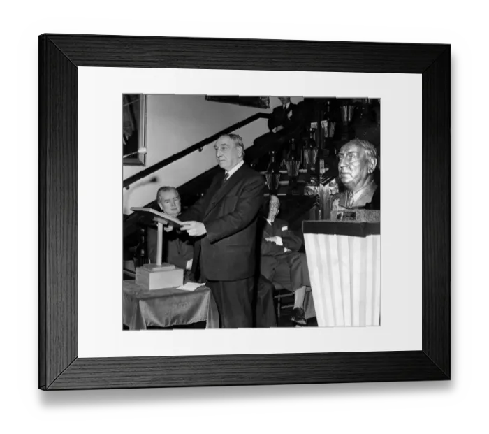Framed Print : James Griffiths, MP for Llanelli speaks in the shadow of his own image at Parc Howard Framed Print : James Griffiths, MP for Llanelli speaks in the shadow of his own image at Parc Howard