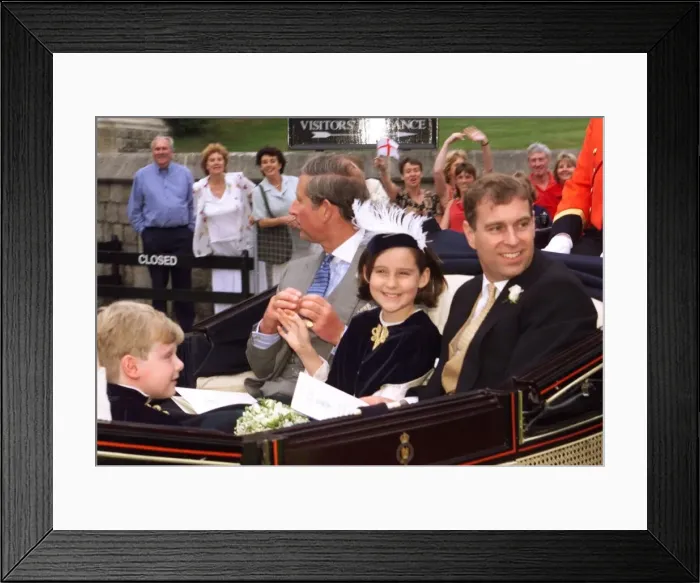 Framed Print : Prince Edward Royal Wedding 1999 Prince Charles and the Duke of York smile to