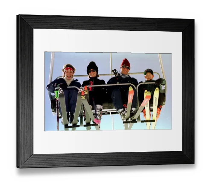 Framed Print : Prince Charles on a skking lift during a holiday at Klosters in Switzerland Framed Print : Prince Charles on a skking lift during a holiday at Klosters in Switzerland