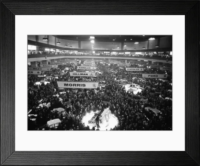Framed Print : General view of the 1966London Motor Show 19th October 1966 Framed Print : General view of the 1966London Motor Show 19th October 1966