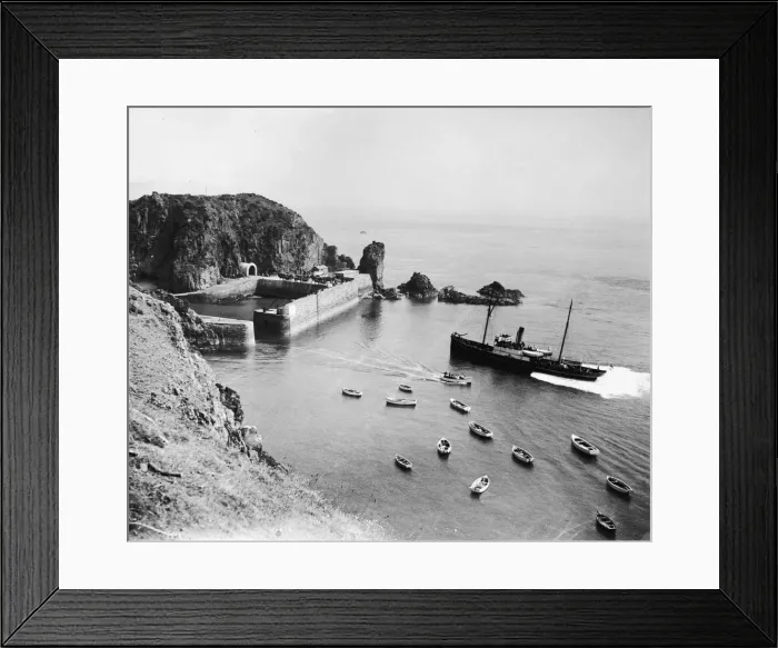 Framed Print : An aerial view showing Creux Harbour on the island of Sark in the Channel Islands Framed Print : An aerial view showing Creux Harbour on the island of Sark in the Channel Islands
