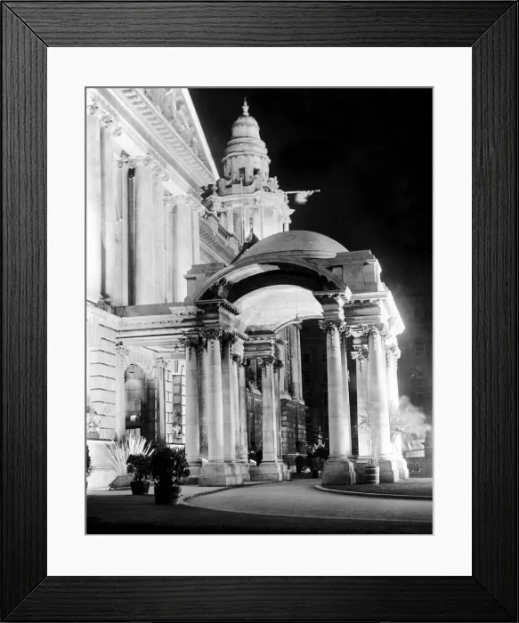 Framed Print : Belfast City Hall and Donecall Square seen here by night. 14th January 1938 Framed Print : Belfast City Hall and Donecall Square seen here by night. 14th January 1938