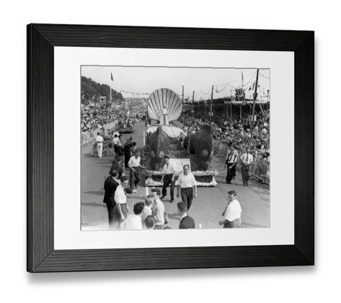 Framed Print : The annual Battle of Flowers carnival taking place on the island of Jersey in the Channel Framed Print : The annual Battle of Flowers carnival taking place on the island of Jersey in the Channel