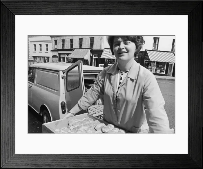Framed Print : The local baker in Coleraine seen here delivering bread. Circa 1966 Framed Print : The local baker in Coleraine seen here delivering bread. Circa 1966