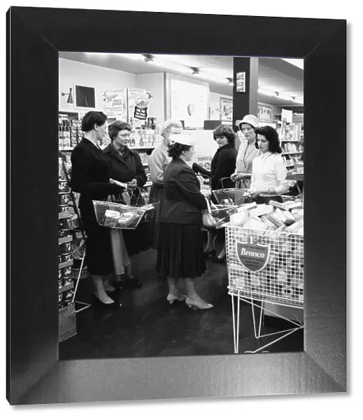 Housewives in search of a bargin at the Premier supermarket in North Finchley