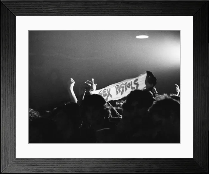Framed Print : The Sex Pistols in Eindhoven, Holland. Dutch Punk fans with a banner during Framed Print : The Sex Pistols in Eindhoven, Holland. Dutch Punk fans with a banner during