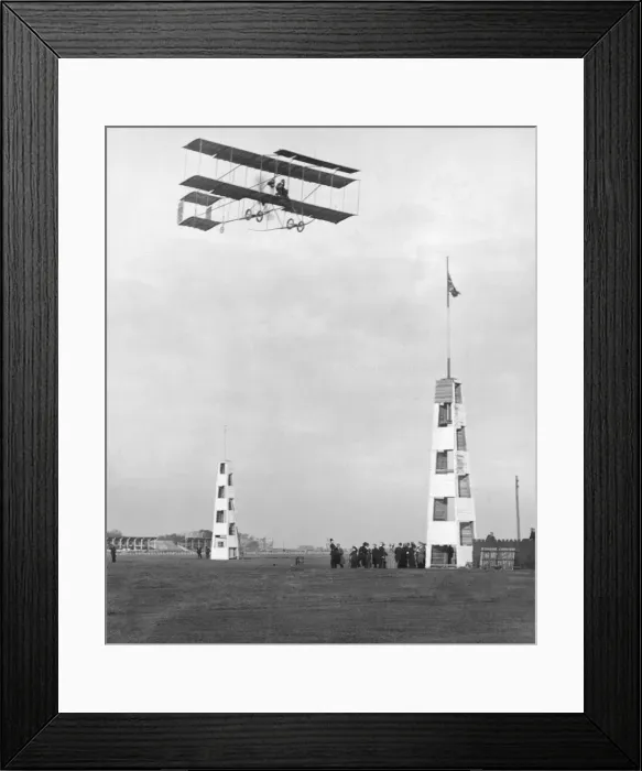 Framed Print : Henri Farman seen here giving a demonstration of flying during Blackpool Aviation Week Framed Print : Henri Farman seen here giving a demonstration of flying during Blackpool Aviation Week
