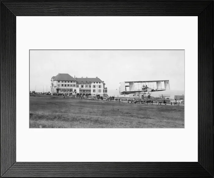Framed Print : Captain Ferber seen here leaving Ambleteuse on his town to town flight in France 16th Framed Print : Captain Ferber seen here leaving Ambleteuse on his town to town flight in France 16th