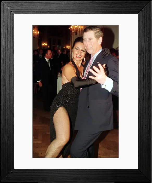 Framed Print : Prince Charles in Argentina dances the tango March 1999 with Adriane Vasile at a Framed Print : Prince Charles in Argentina dances the tango March 1999 with Adriane Vasile at a