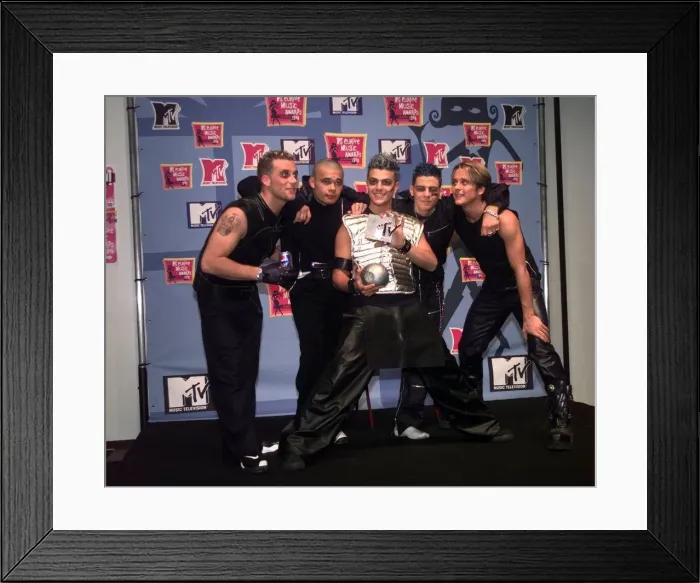 Framed Print : Pop group Fives holding their awards at the MTV Awards Ceremony in Milan November Framed Print : Pop group Fives holding their awards at the MTV Awards Ceremony in Milan November
