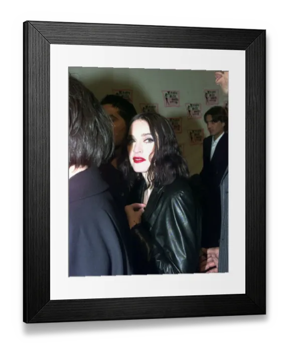 Framed Print : Pop star Madonna arrives at the MTV Music Video Awards ceremony in Milan weaering a black