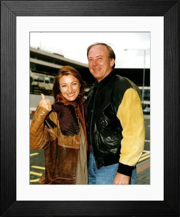 Framed Print : Jane Seymour Actress with her husband at Heathrow Framed Print : Jane Seymour Actress with her husband at Heathrow