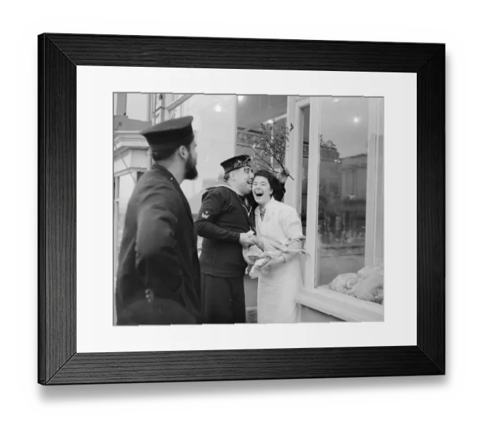 Framed Print : He ll eat the turkey later, but use the mistletoe now