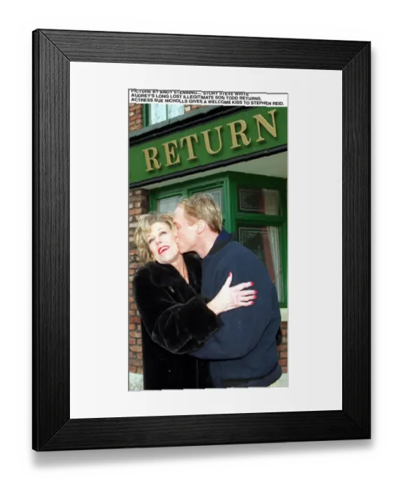 Framed Print : Audrey alias Sue Nicholls Actress with her screen Illegitamate son Stephen Reid Actor