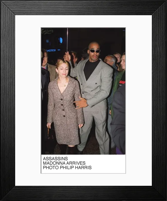 Framed Print : Madonna with her Bodygaurd at the premier of Assasins at the Warner Brothers Cinema in