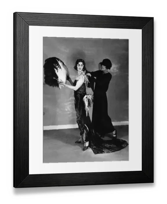 Framed Print : Christabel Russell at the Daily Mirror Fashion Fair at Holland Park Hall London Feather