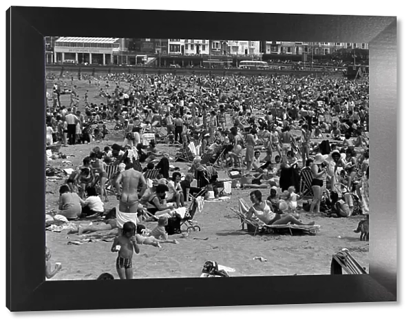 Holidaymakers on Margate beach during bank holiday May 1974