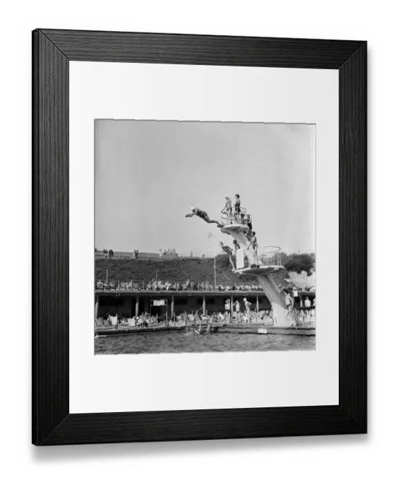 Framed Print : Taking The Plunge... 75 year old Molly Pendleton diving from a 16ft. 6in diving board Framed Print : Taking The Plunge... 75 year old Molly Pendleton diving from a 16ft. 6in diving board