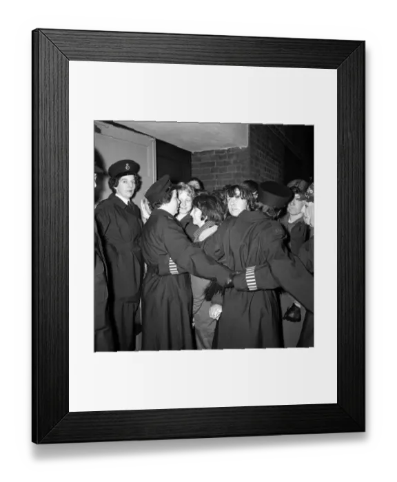 Framed Print : The Beatles November 1963 Policewomen holding back fans with linked arms near Framed Print : The Beatles November 1963 Policewomen holding back fans with linked arms near