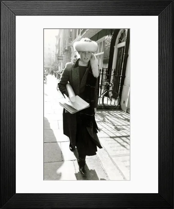 Framed Print : Sarah Ferguson girlfriend of Prince Andrew looking silly Cossack style hat walking Framed Print : Sarah Ferguson girlfriend of Prince Andrew looking silly Cossack style hat walking