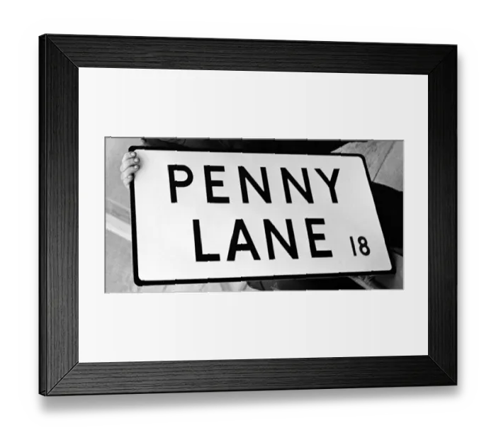 Framed Print : Penny Lane Street Sign of Liverpool made famous by The Beatles March 1967