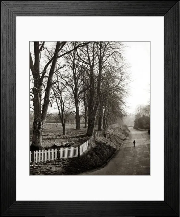 Framed Print : A lone figure strolling down a country road Framed Print : A lone figure strolling down a country road