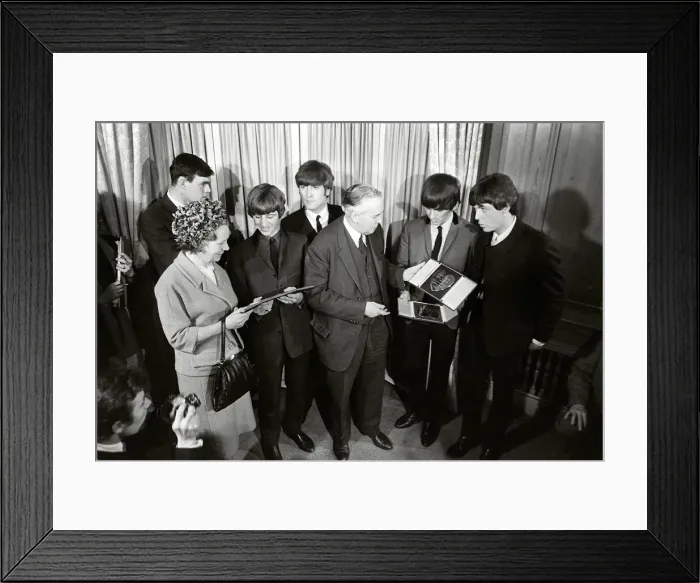 Framed Print : The Beatles Ringo Starr, John Lennon, George Harrison and Paul McCartney with Prime Framed Print : The Beatles Ringo Starr, John Lennon, George Harrison and Paul McCartney with Prime