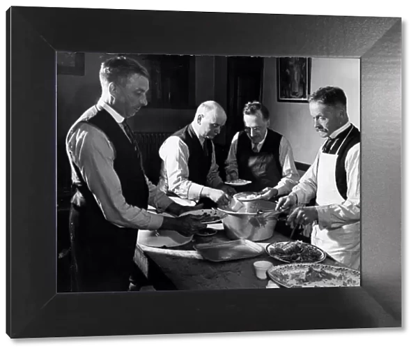 A group of men serving out food 1930s (precise date unknown)